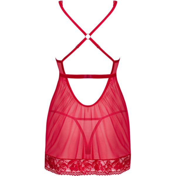 OBSESSIVE - LACELOVE BABYDOLL & THONG RED M/L 6